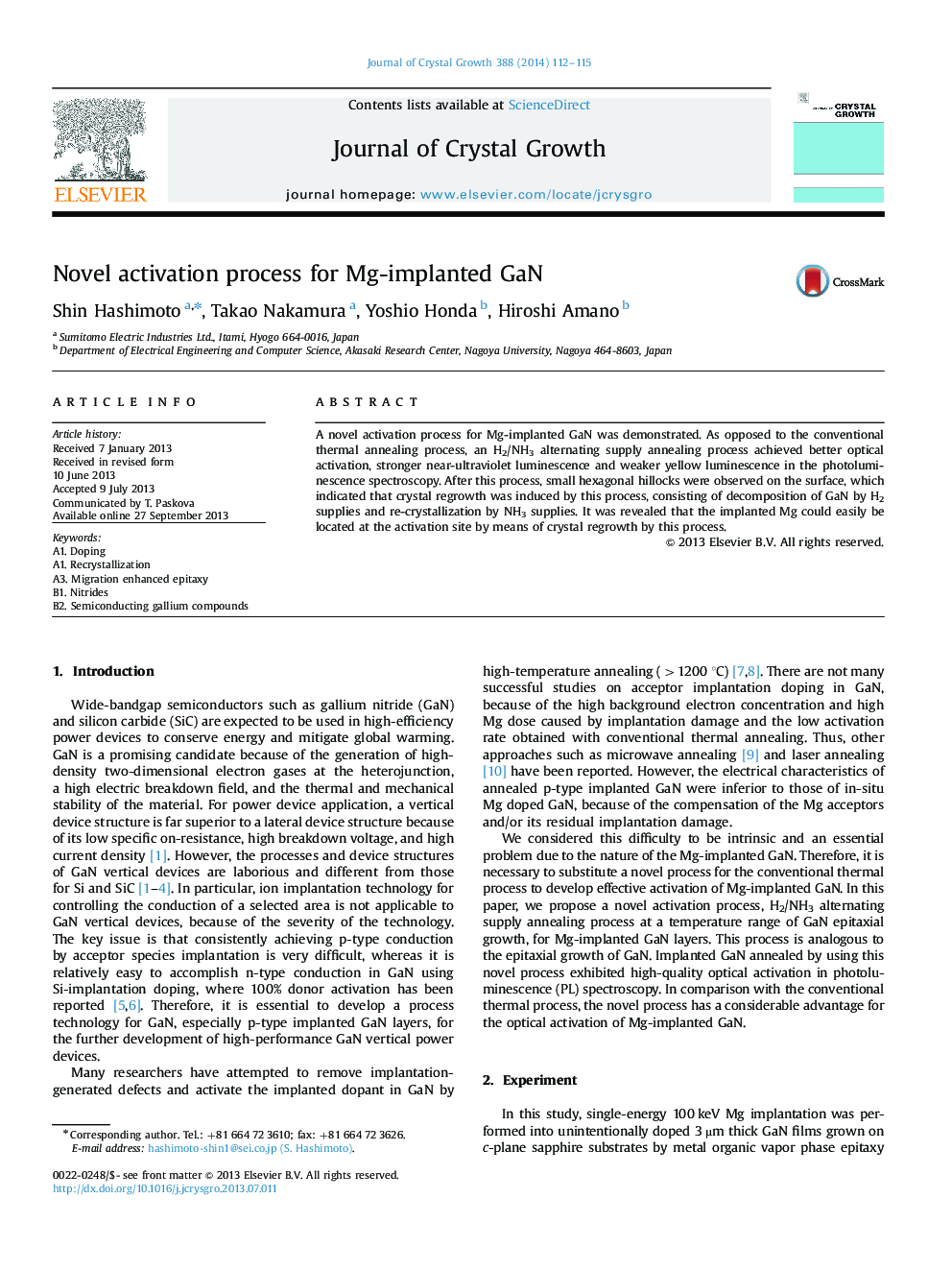 Novel activation process for Mg-implanted GaN