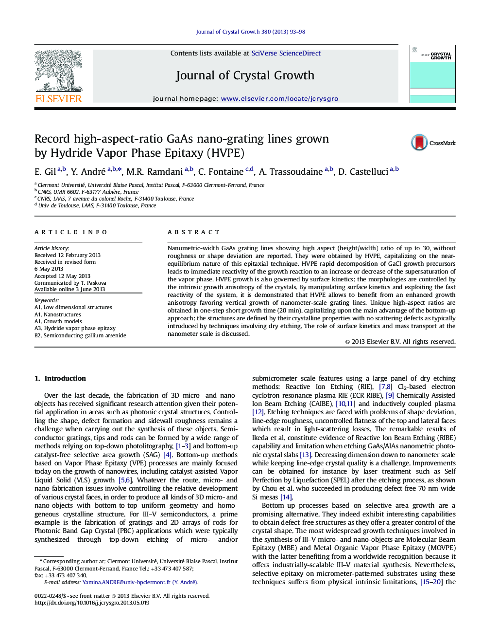 Record high-aspect-ratio GaAs nano-grating lines grown by Hydride Vapor Phase Epitaxy (HVPE)