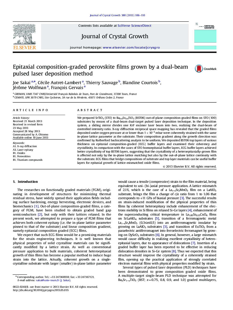 Epitaxial composition-graded perovskite films grown by a dual-beam pulsed laser deposition method