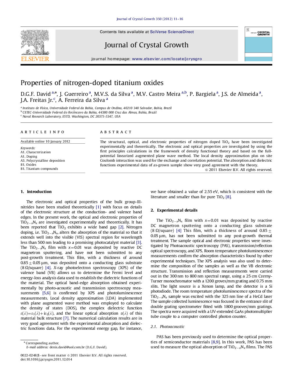 Properties of nitrogen-doped titanium oxides