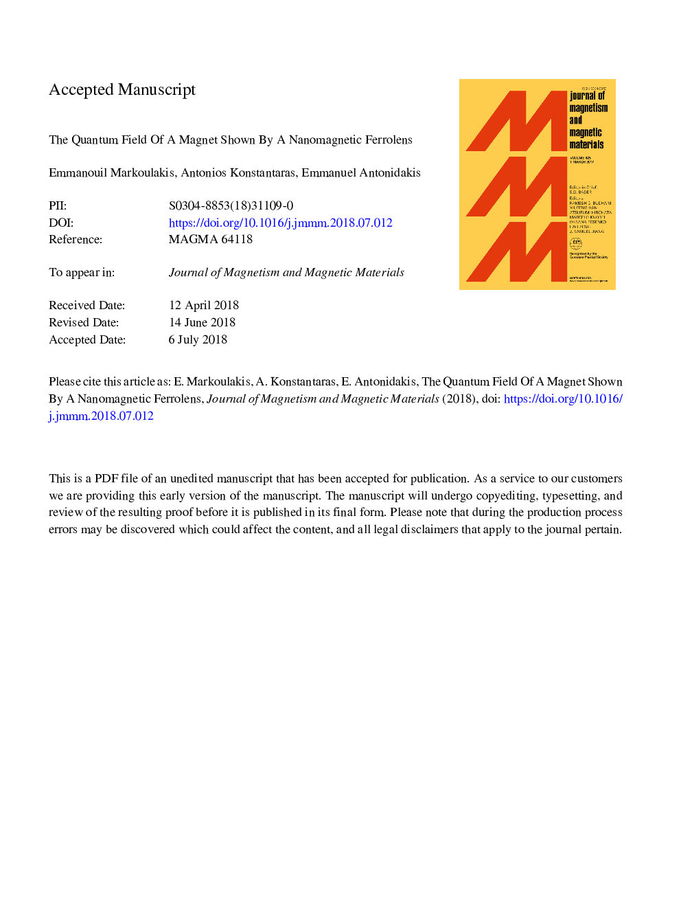 The quantum field of a magnet shown by a nanomagnetic ferrolens