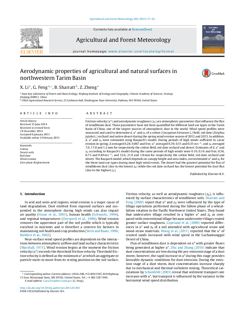 Aerodynamic properties of agricultural and natural surfaces in northwestern Tarim Basin