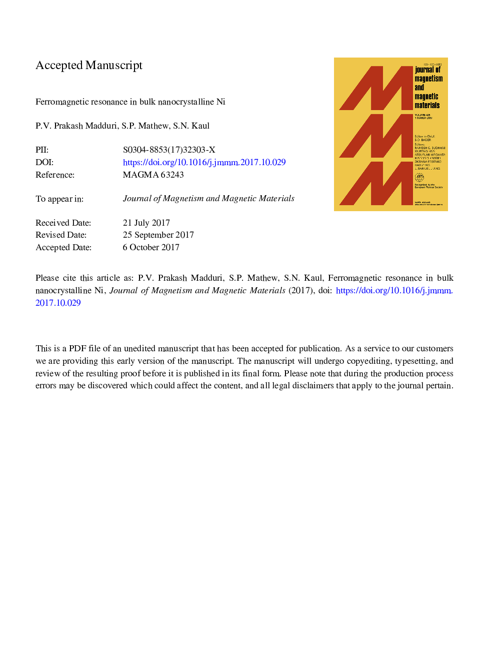 Ferromagnetic resonance in bulk nanocrystalline Ni