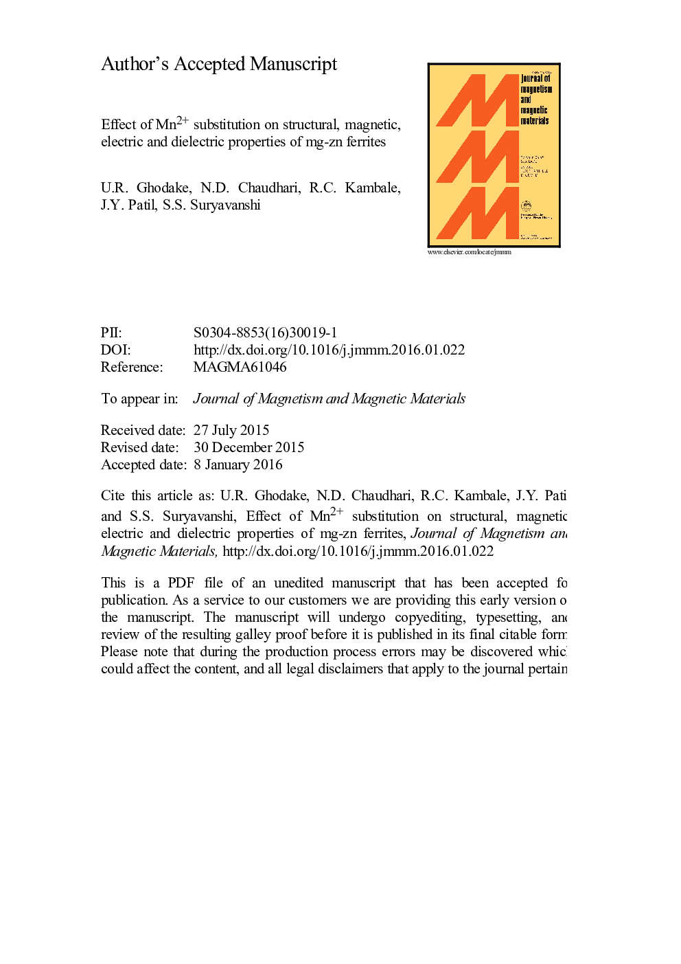 Effect of Mn2+ substitution on structural, magnetic, electric and dielectric properties of Mg-Zn ferrites