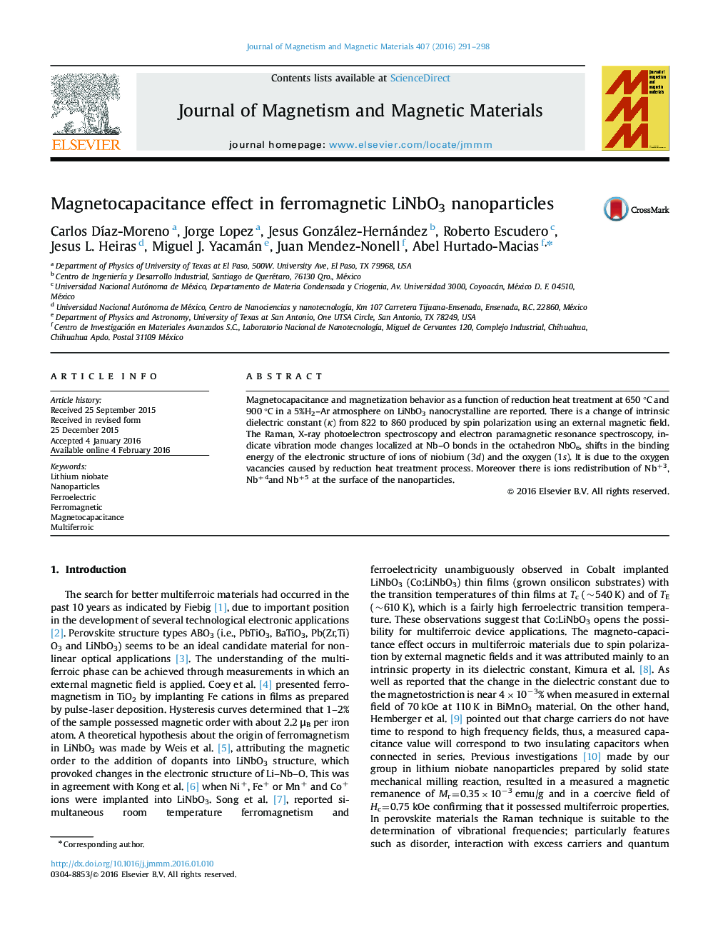 Magnetocapacitance effect in ferromagnetic LiNbO3 nanoparticles