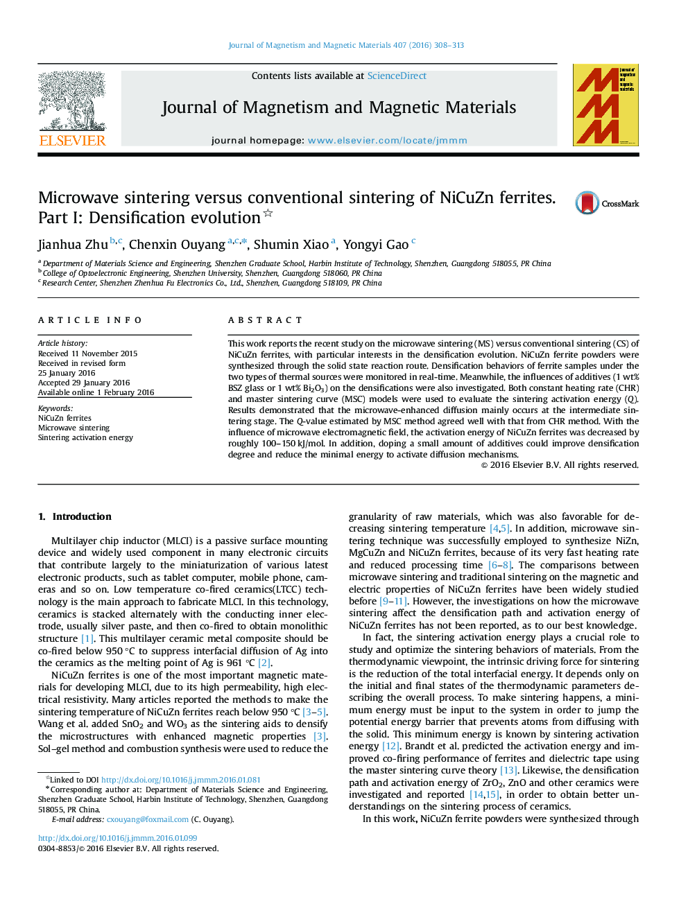 Microwave sintering versus conventional sintering of NiCuZn ferrites. Part I: Densification evolution