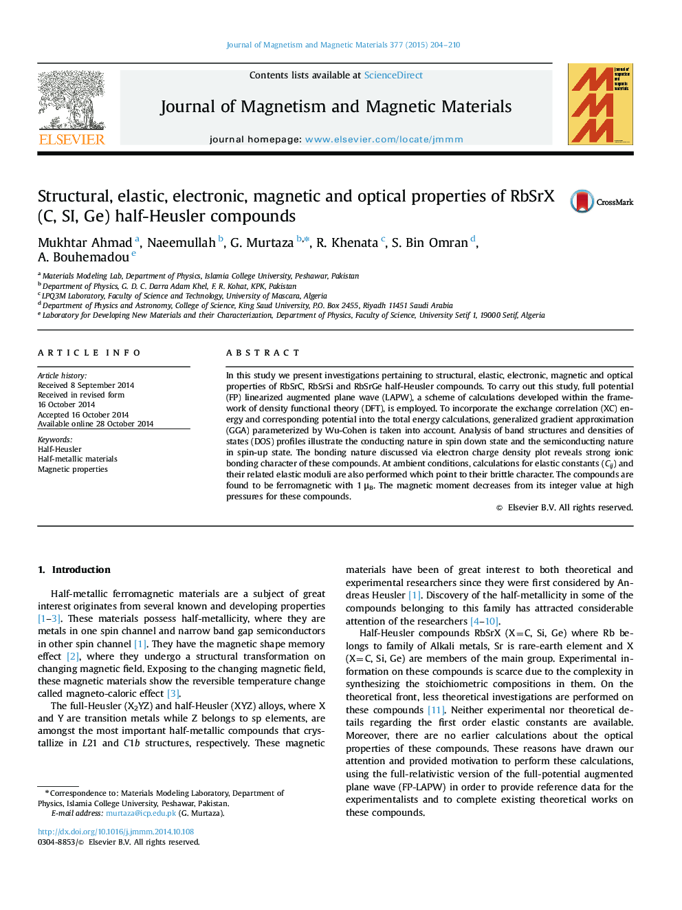 Structural, elastic, electronic, magnetic and optical properties of RbSrX(C, SI, Ge) half-Heusler compounds