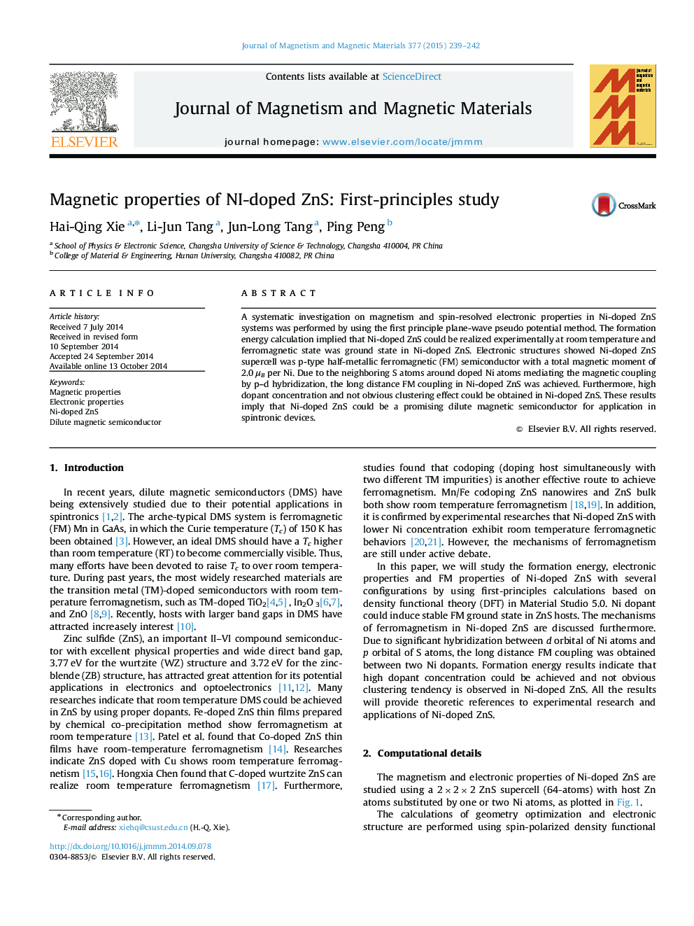 Magnetic properties of NI-doped ZnS: First-principles study