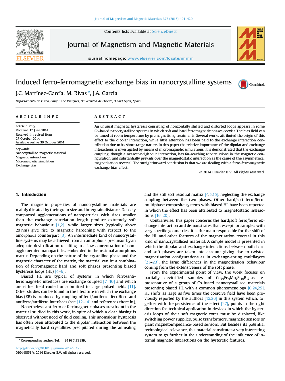 Induced ferro-ferromagnetic exchange bias in nanocrystalline systems