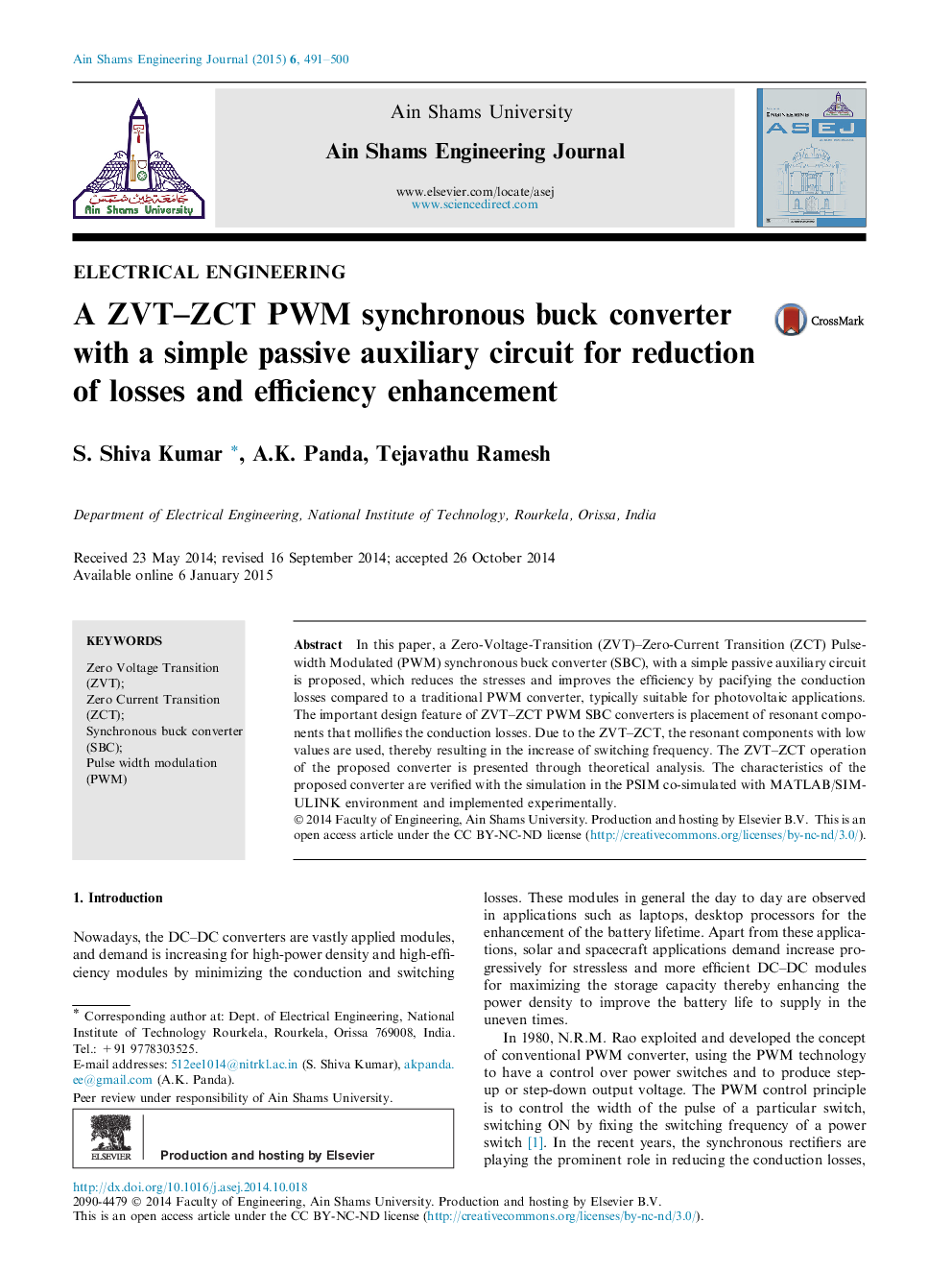 A ZVT–ZCT PWM synchronous buck converter with a simple passive auxiliary circuit for reduction of losses and efficiency enhancement 