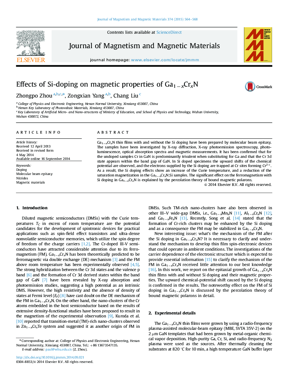 Effects of Si-doping on magnetic properties of Ga1âxCrxN