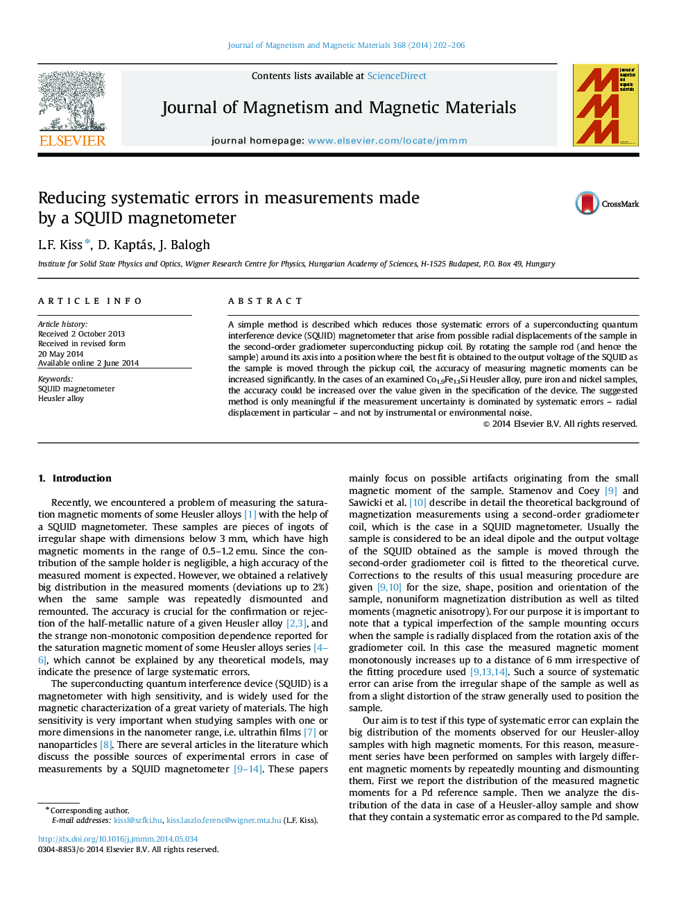 Reducing systematic errors in measurements made by a SQUID magnetometer