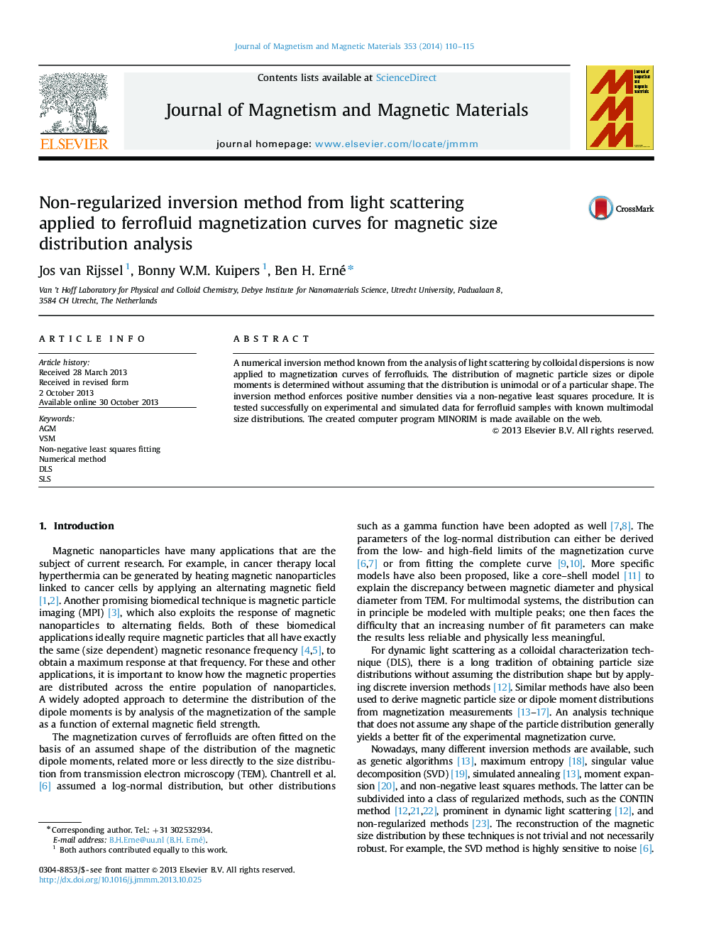 Non-regularized inversion method from light scattering applied to ferrofluid magnetization curves for magnetic size distribution analysis