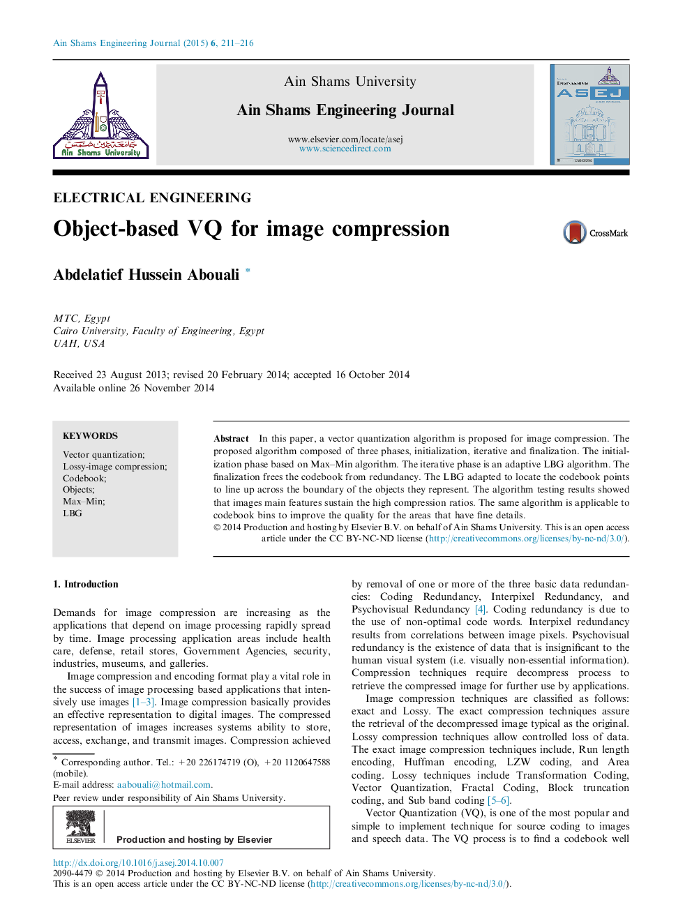 Object-based VQ for image compression 