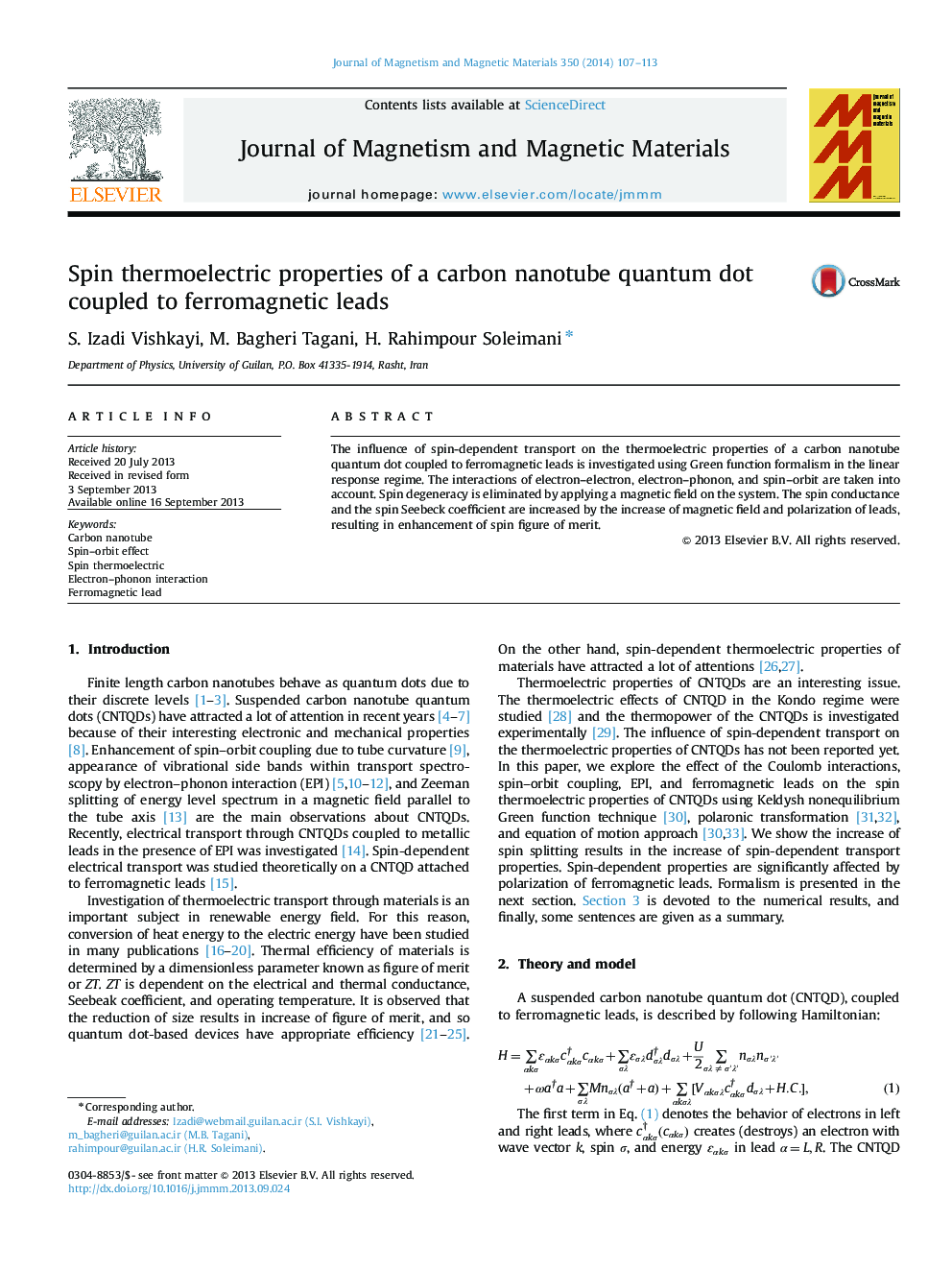 Spin thermoelectric properties of a carbon nanotube quantum dot coupled to ferromagnetic leads