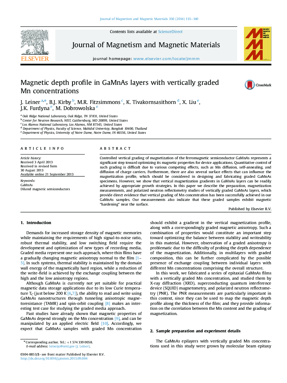 عکس صفحه اول مقاله: Magnetic depth profile in GaMnAs layers with vertically graded Mn concentrations Magnetic depth profile in GaMnAs layers with vertically graded Mn concentrations
