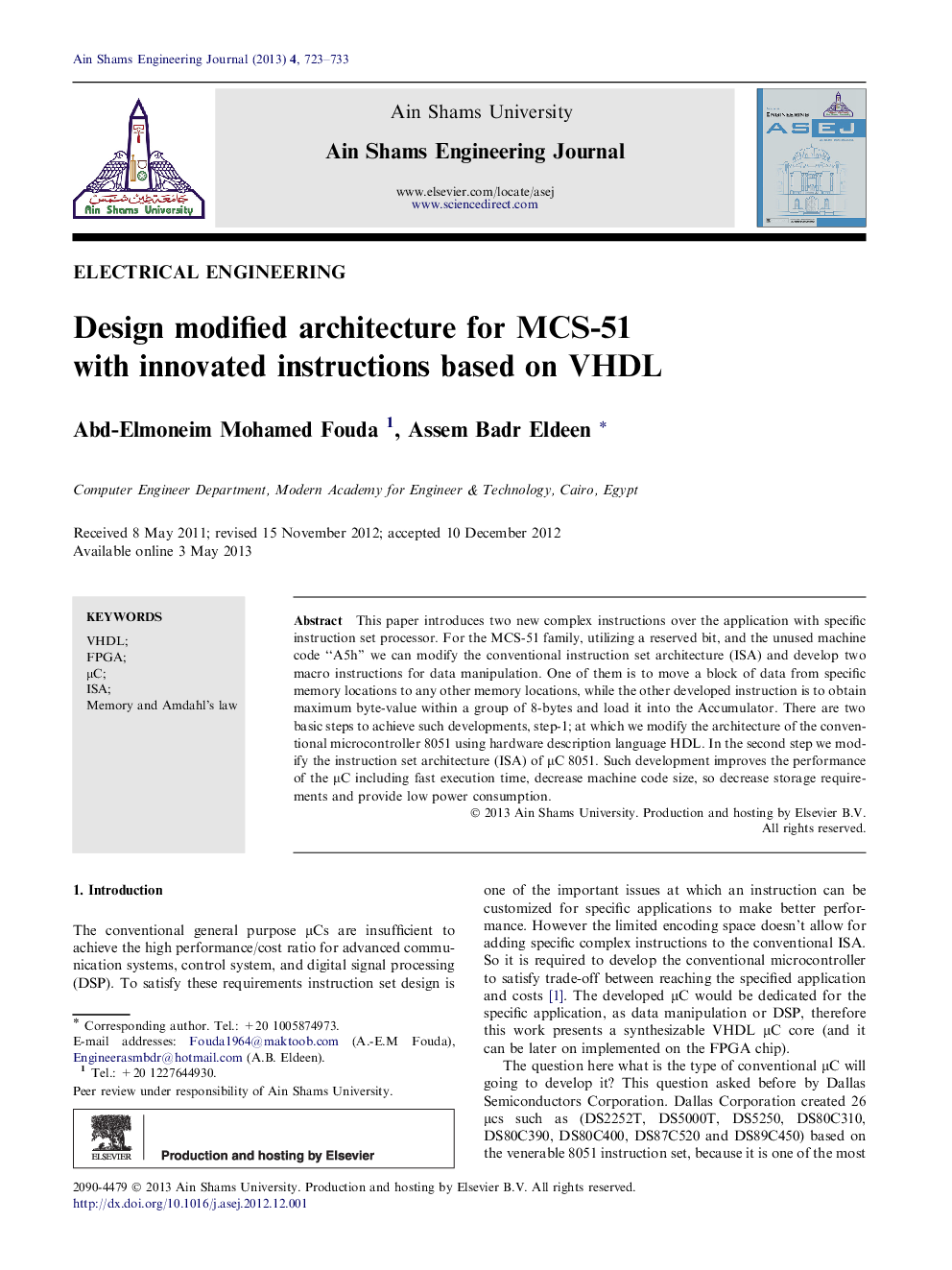 Design modified architecture for MCS-51 with innovated instructions based on VHDL