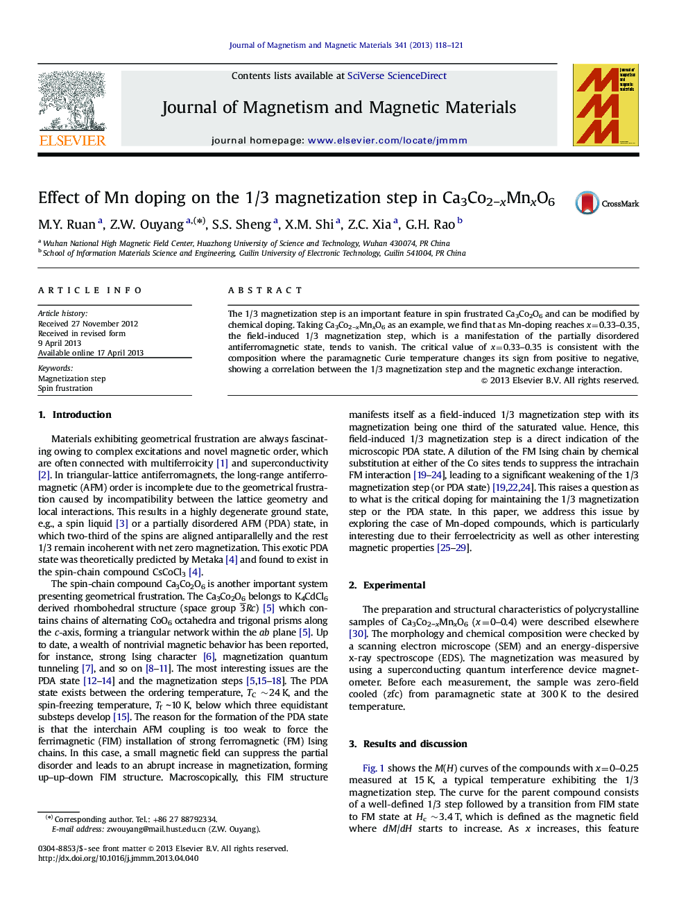 Effect of Mn doping on the 1/3 magnetization step in Ca3Co2âxMnxO6