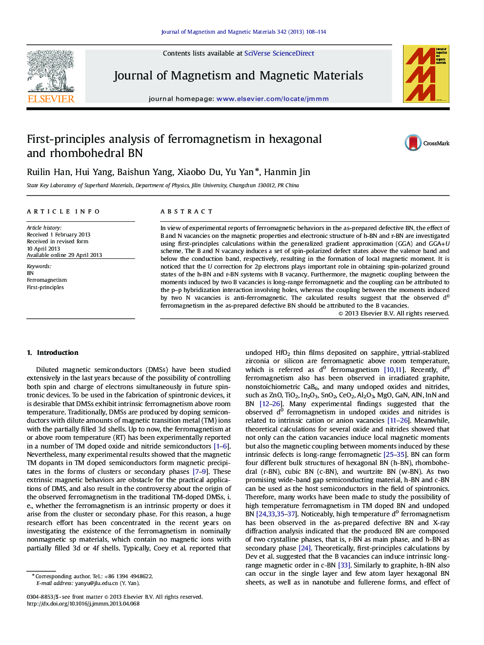 First-principles analysis of ferromagnetism in hexagonal and rhombohedral BN