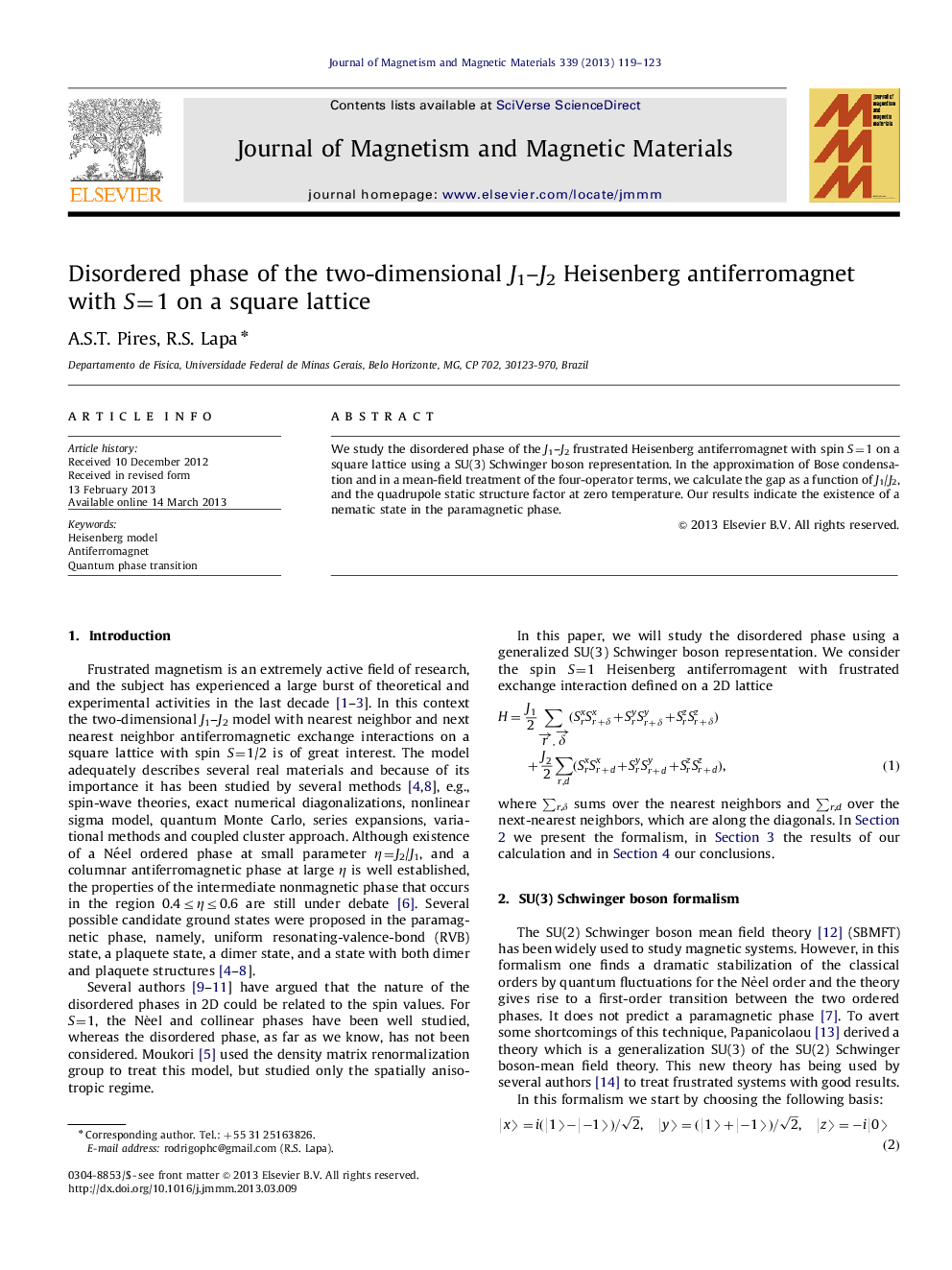 Disordered phase of the two-dimensional J1-J2 Heisenberg antiferromagnet with S=1 on a square lattice