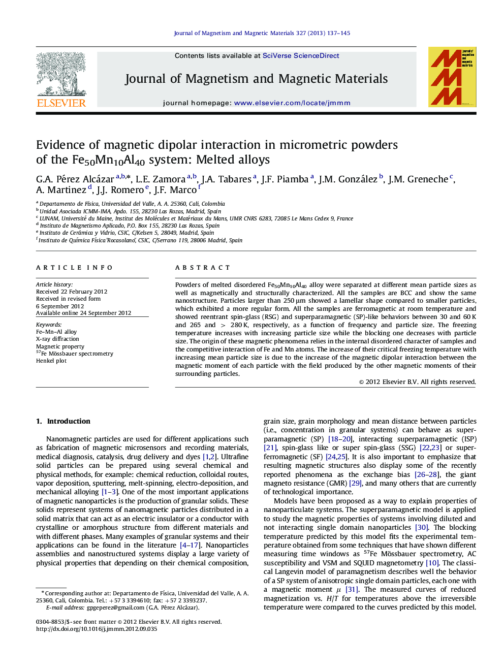 Evidence of magnetic dipolar interaction in micrometric powders of the Fe50Mn10Al40 system: Melted alloys