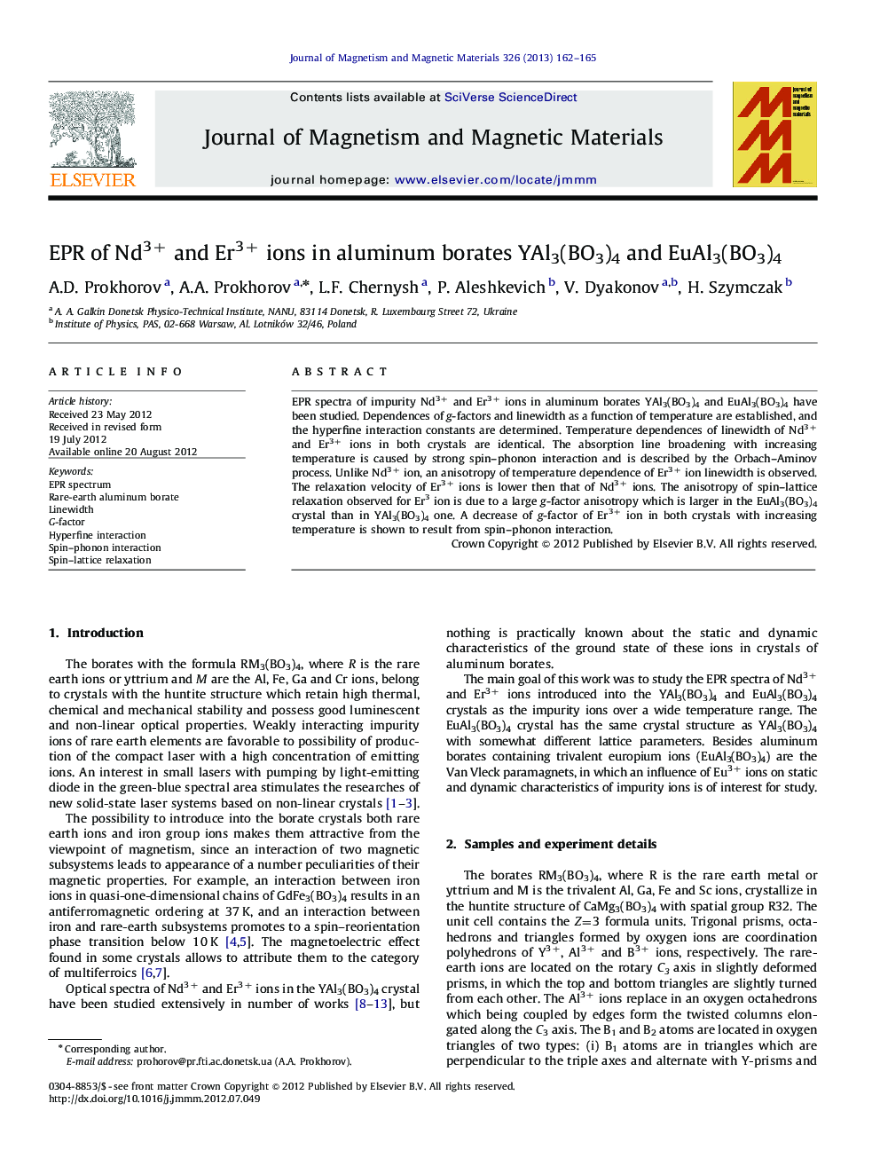 EPR of Nd3+ and Er3+ ions in aluminum borates YAl3(BO3)4 and EuAl3(BO3)4