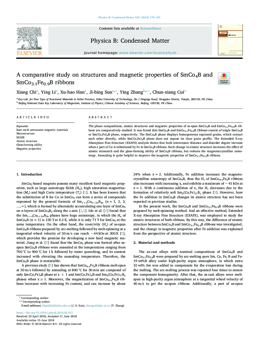 A comparative study on structures and magnetic properties of SmCo4B and SmCo3.1Fe0.9B ribbons