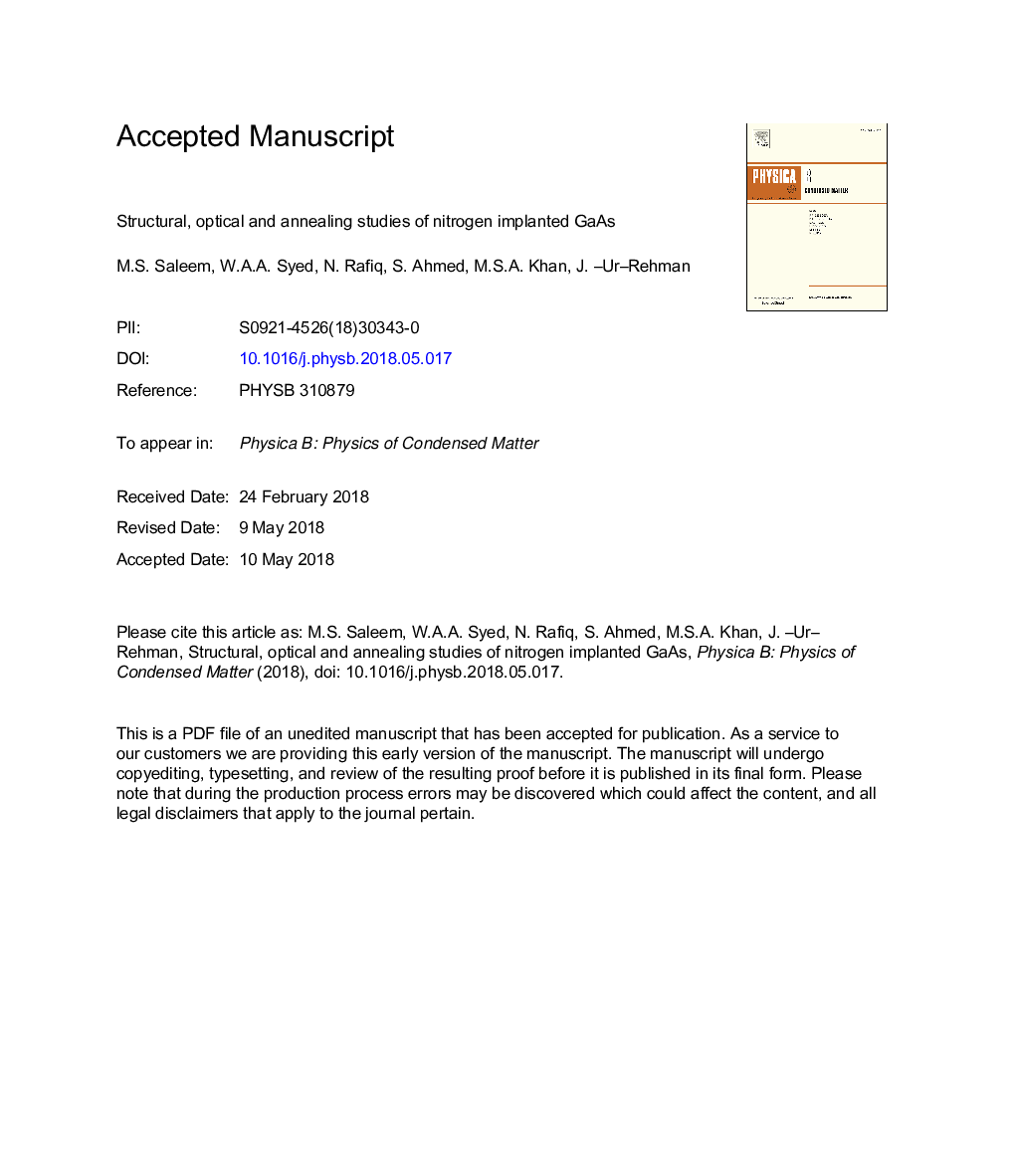 Structural, optical and annealing studies of nitrogen implanted GaAs