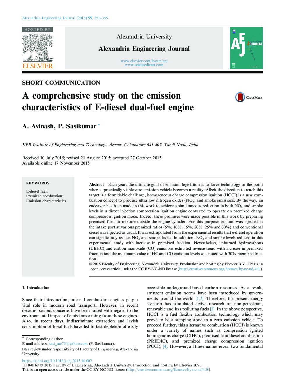 A comprehensive study on the emission characteristics of E-diesel dual-fuel engine 