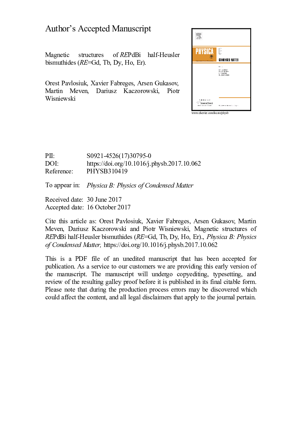 Magnetic structures of REPdBi half-Heusler bismuthides (RE = Gd, Tb, Dy, Ho, Er)