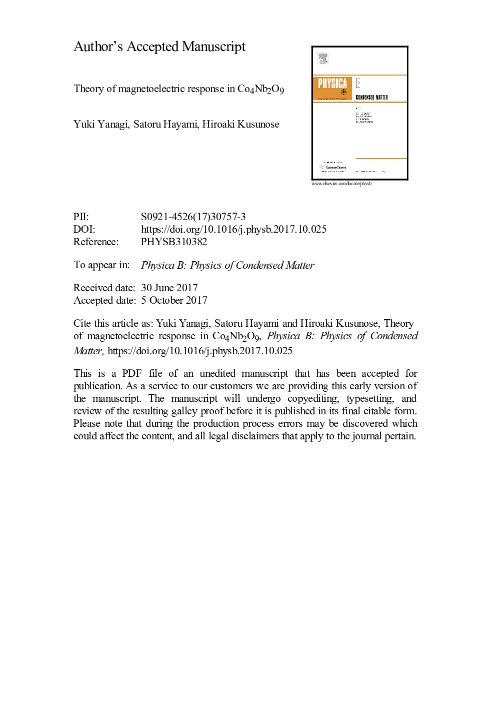 Theory of magnetoelectric response in Co4Nb2O9