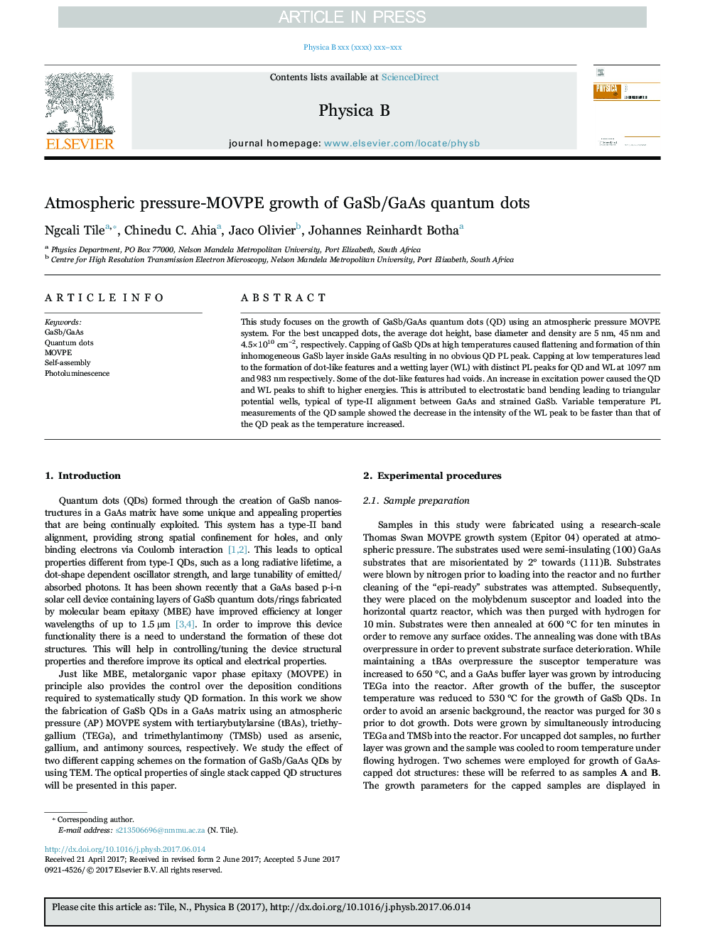 Atmospheric pressure-MOVPE growth of GaSb/GaAs quantum dots