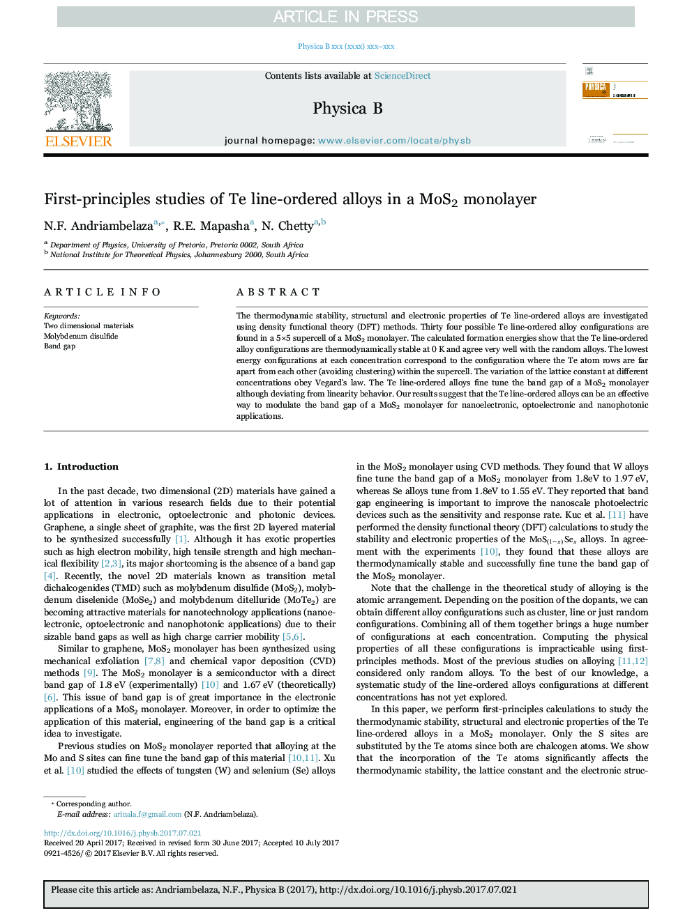 First-principles studies of Te line-ordered alloys in a MoS2 monolayer