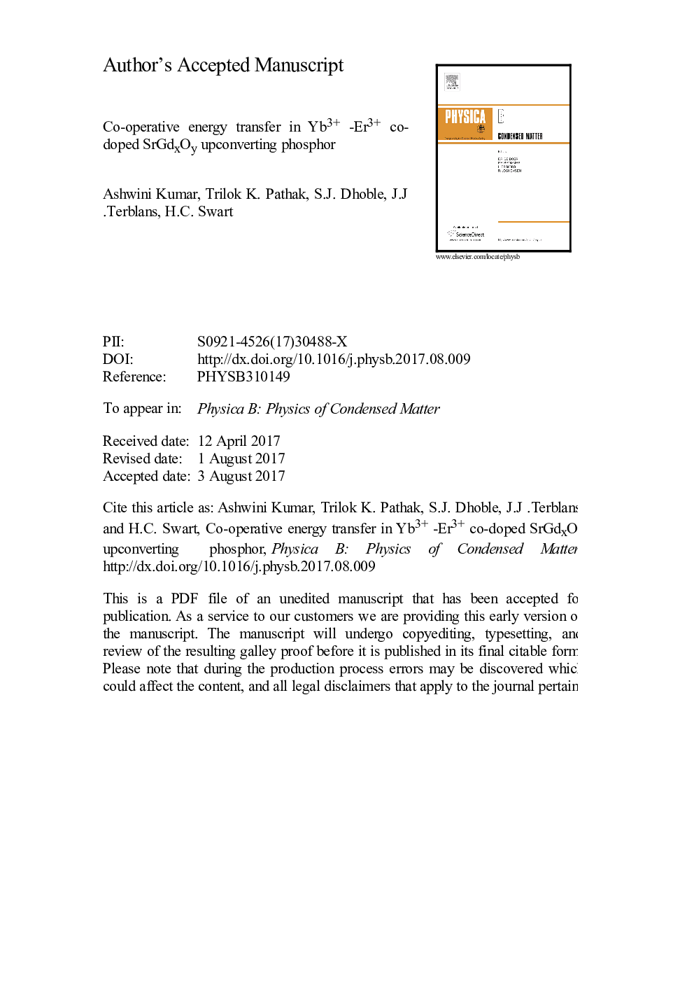 Co-operative energy transfer in Yb3+-Er3+ co-doped SrGdxOy upconverting phosphor