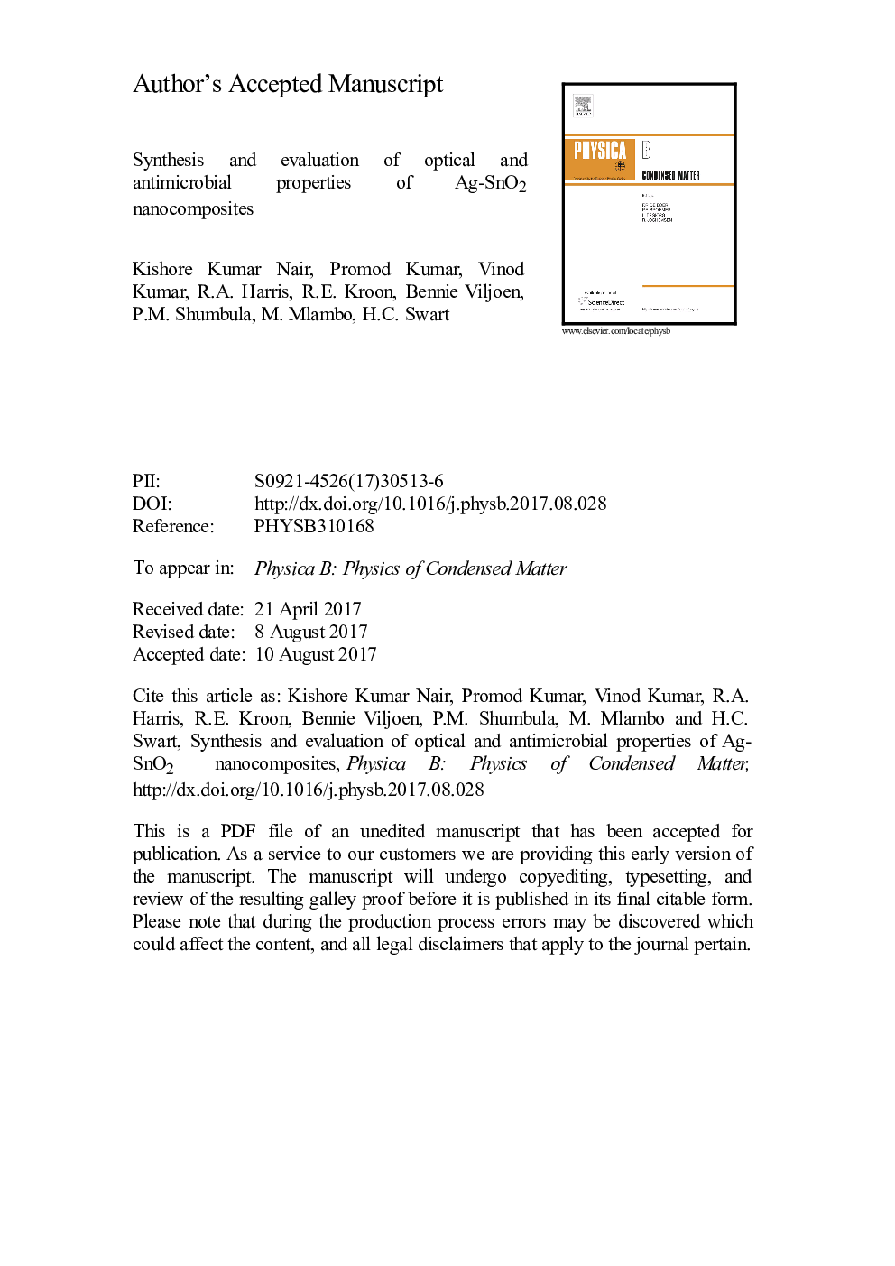 Synthesis and evaluation of optical and antimicrobial properties of Ag-SnO2 nanocomposites