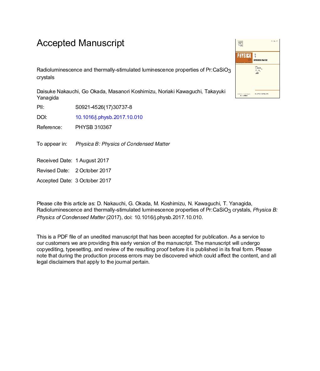 Radioluminescence and thermally-stimulated luminescence properties of Pr:CaSiO3 crystals