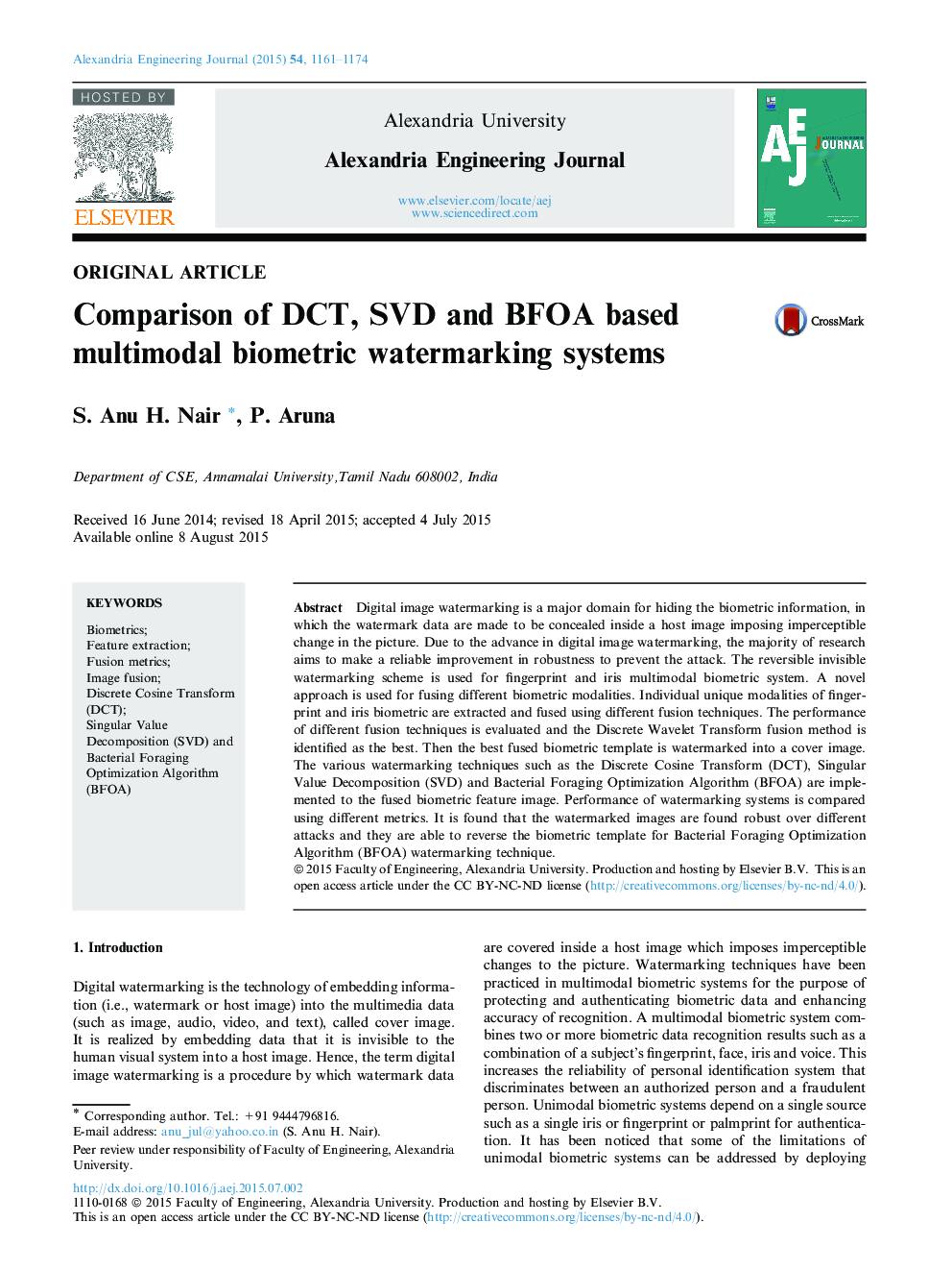 Comparison of DCT, SVD and BFOA based multimodal biometric watermarking systems 