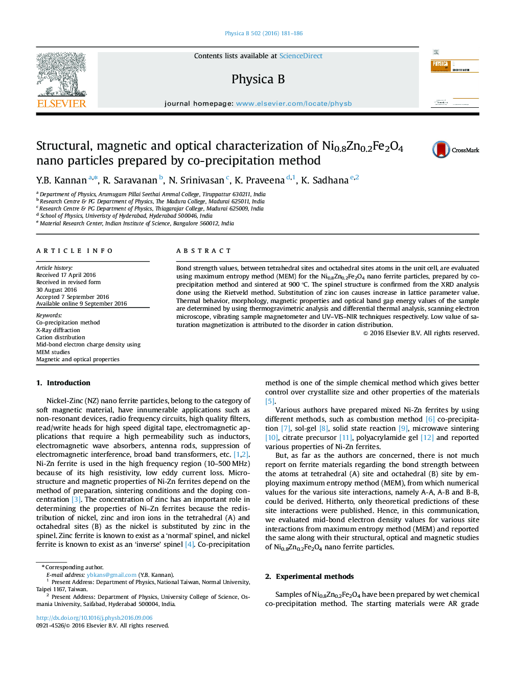 Structural, magnetic and optical characterization of Ni0.8Zn0.2Fe2O4 nano particles prepared by co-precipitation method