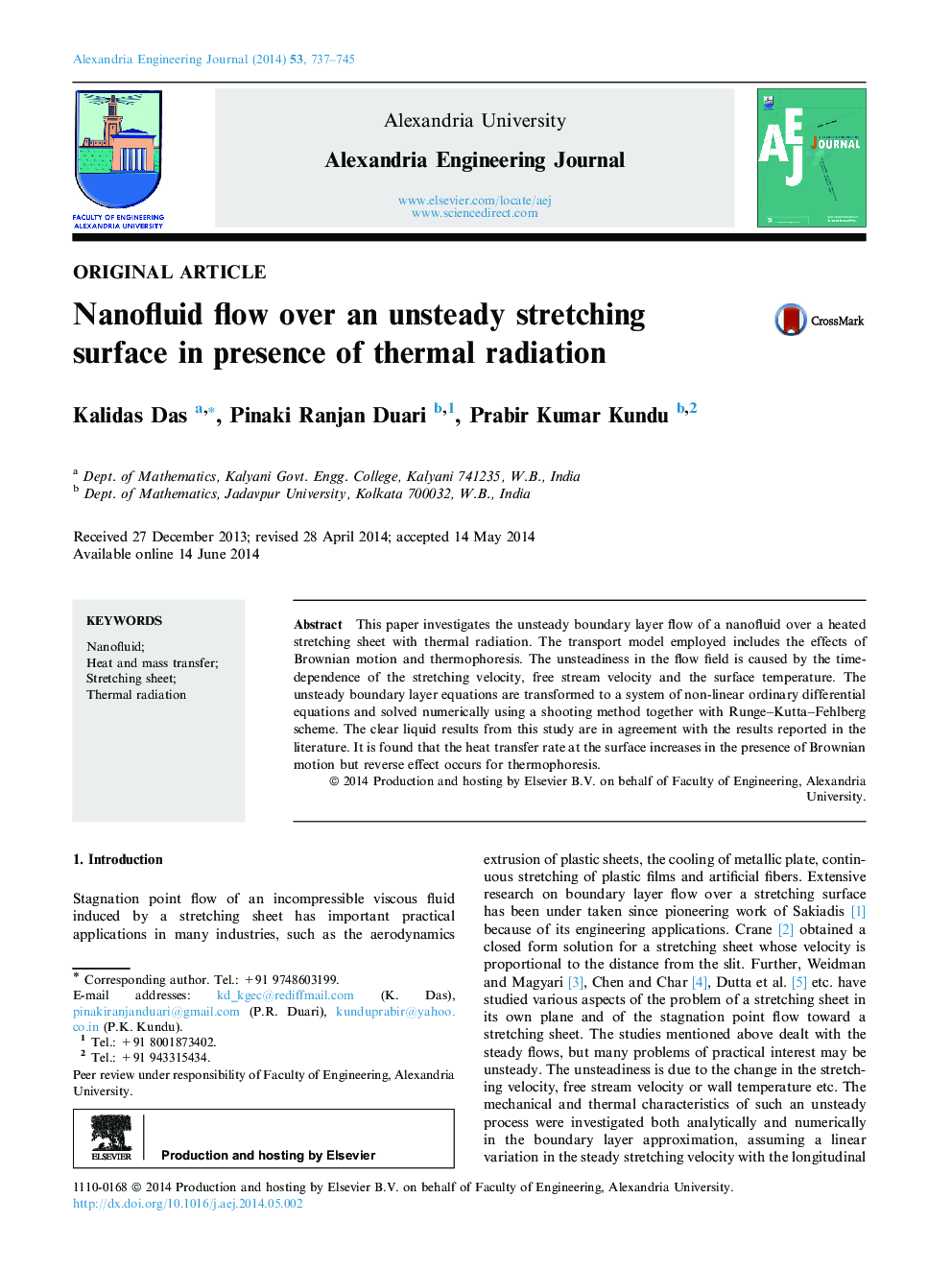 Nanofluid flow over an unsteady stretching surface in presence of thermal radiation