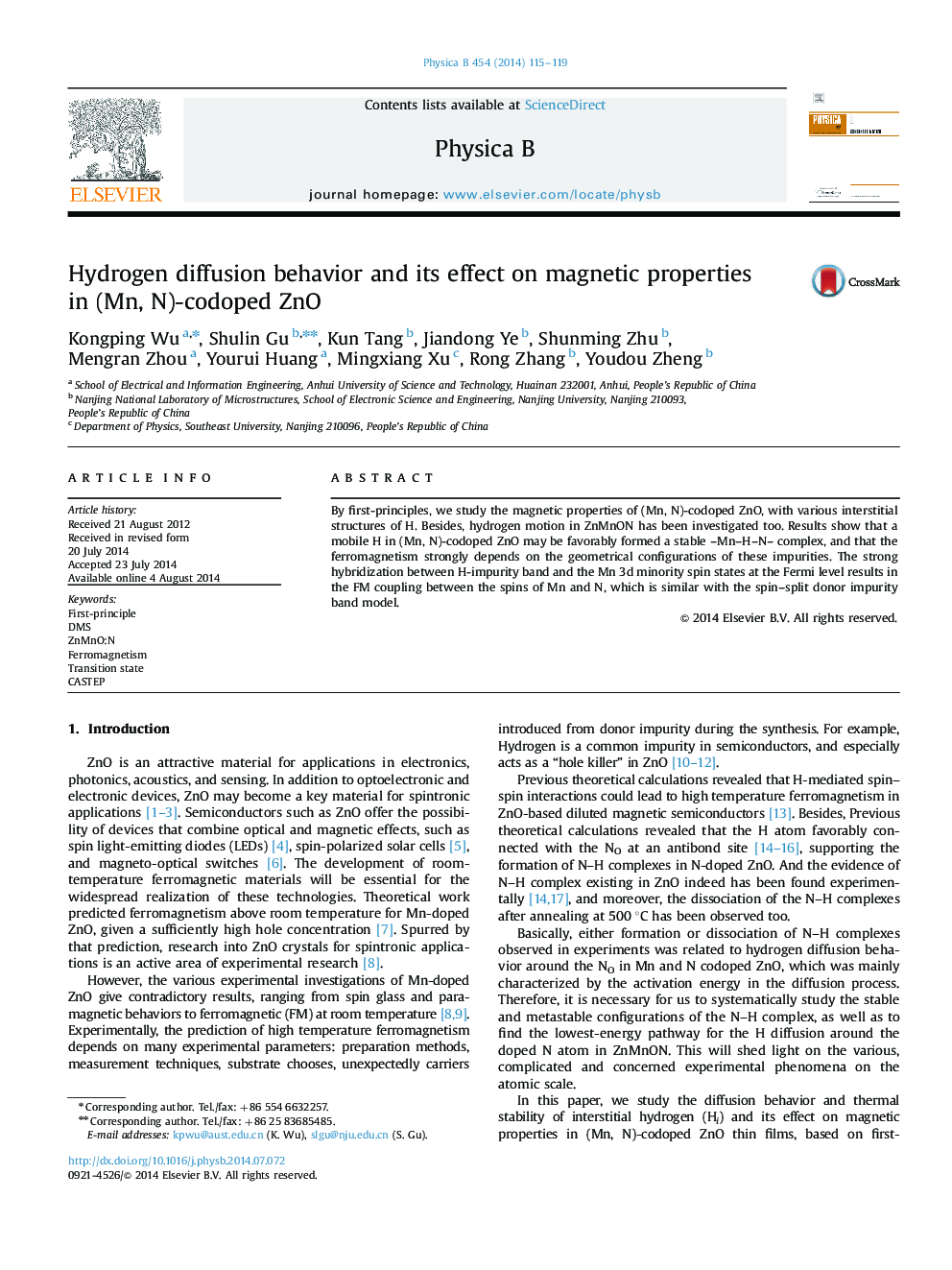 Hydrogen diffusion behavior and its effect on magnetic properties in (Mn, N)-codoped ZnO