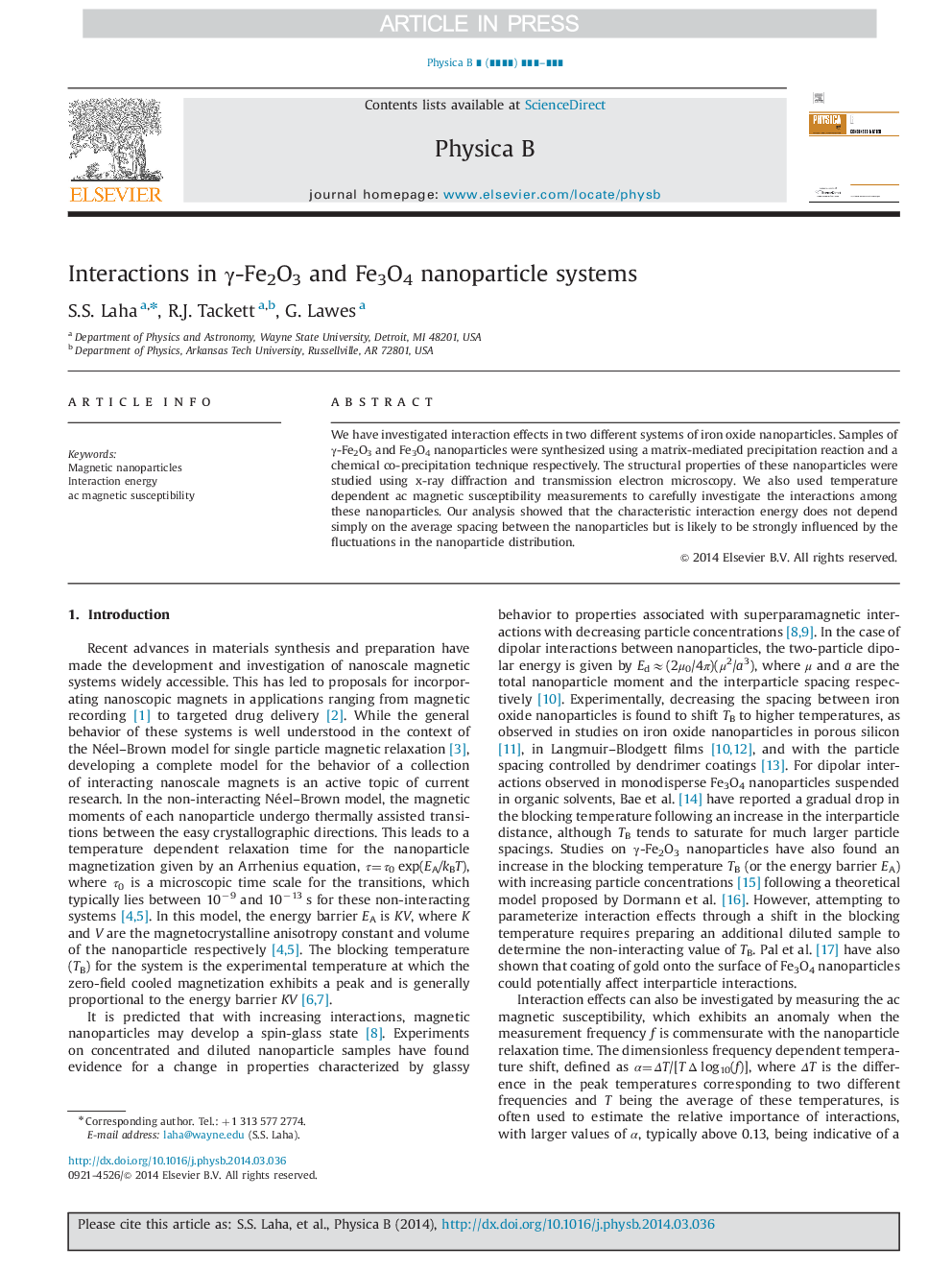 Interactions in Î³-Fe2O3 and Fe3O4 nanoparticle systems