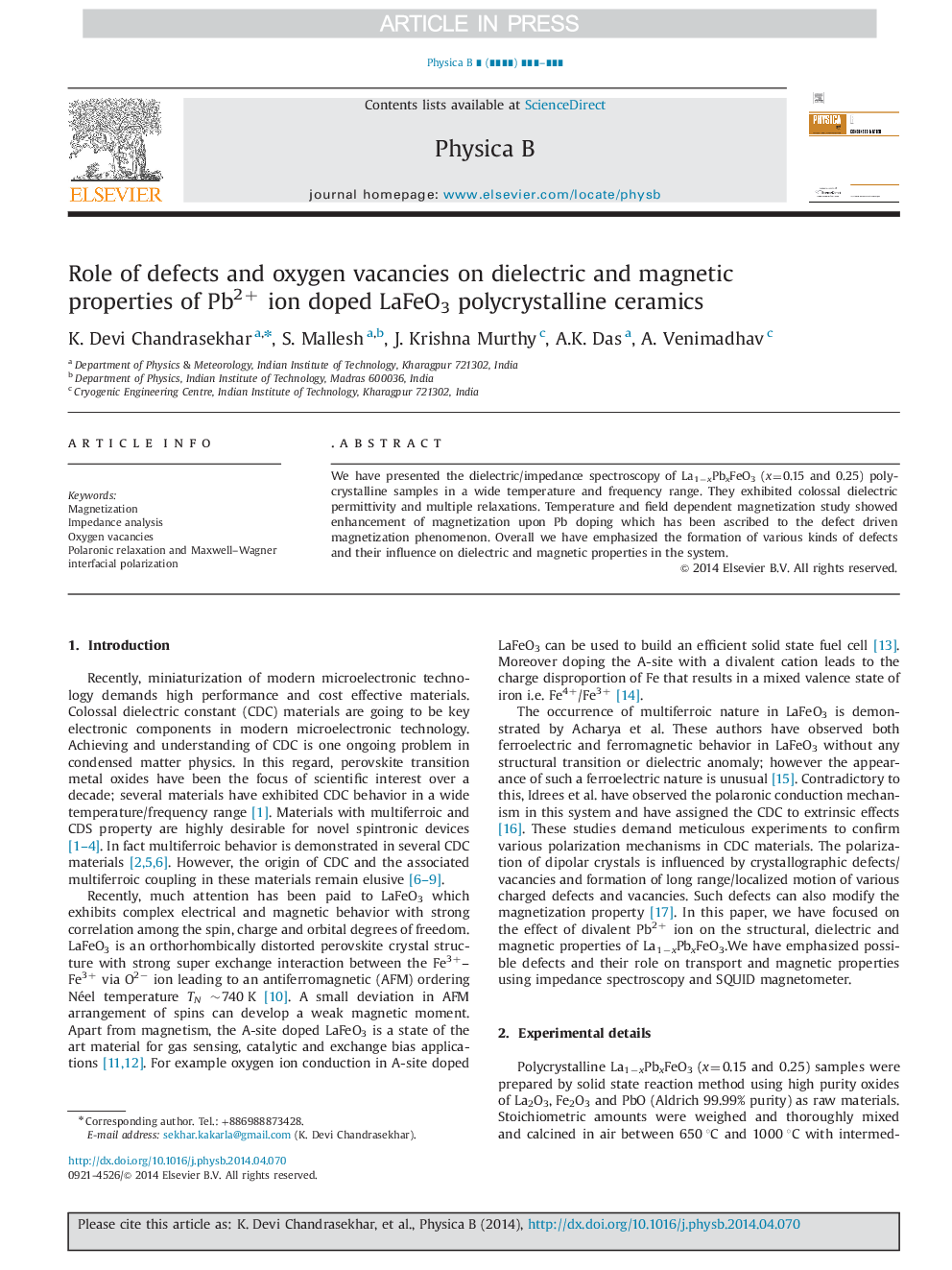 Role of defects and oxygen vacancies on dielectric and magnetic properties of Pb2+ ion doped LaFeO3 polycrystalline ceramics