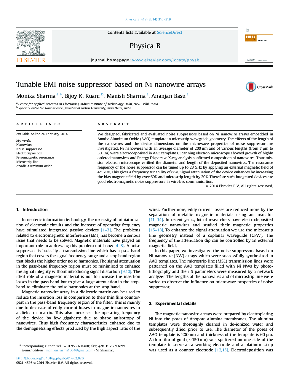 Tunable EMI noise suppressor based on Ni nanowire arrays