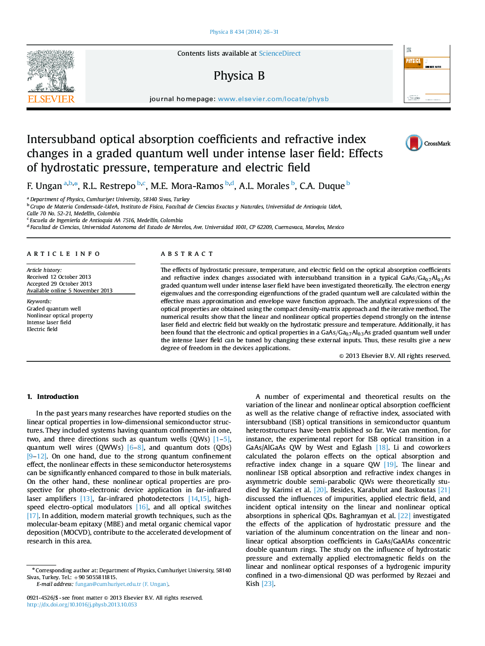 Intersubband optical absorption coefficients and refractive index changes in a graded quantum well under intense laser field: Effects of hydrostatic pressure, temperature and electric field