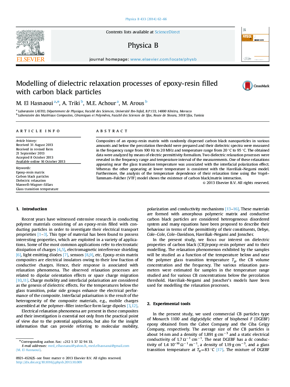 Modelling of dielectric relaxation processes of epoxy-resin filled with carbon black particles