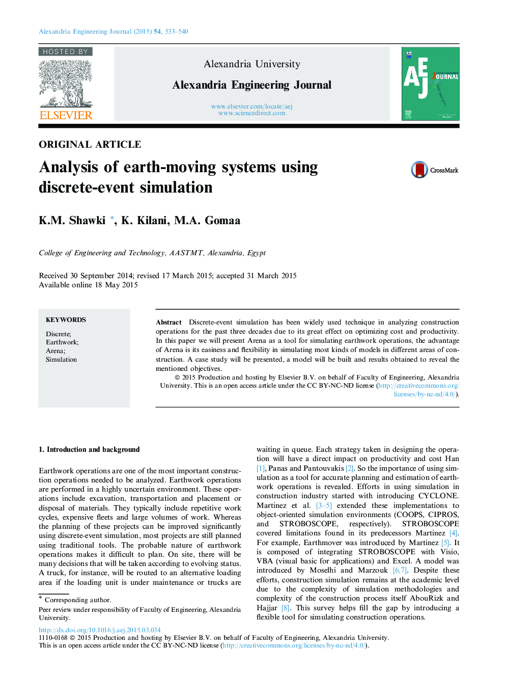 Analysis of earth-moving systems using discrete-event simulation