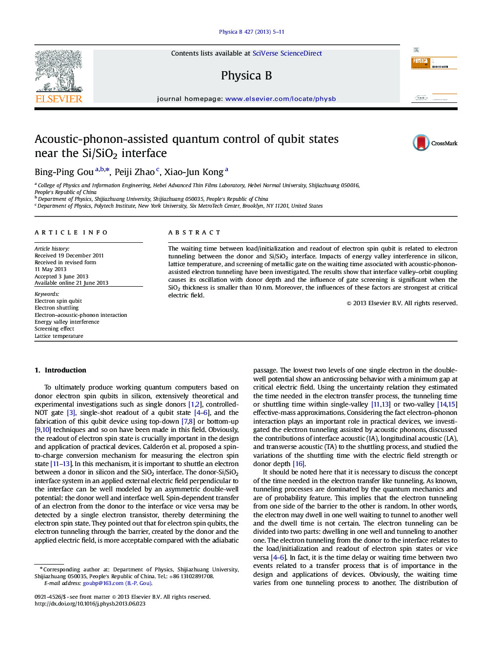 Acoustic-phonon-assisted quantum control of qubit states near the Si/SiO2 interface