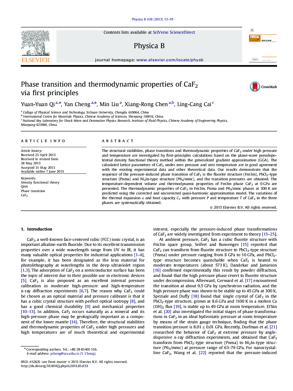 Phase transition and thermodynamic properties of CaF2 via first principles