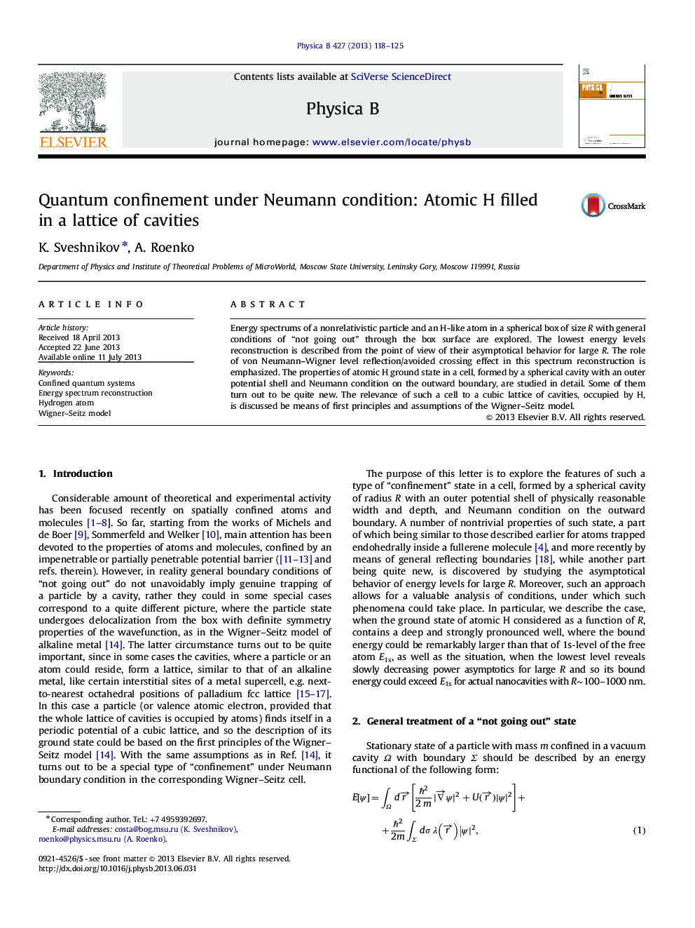 Quantum confinement under Neumann condition: Atomic H filled in a lattice of cavities