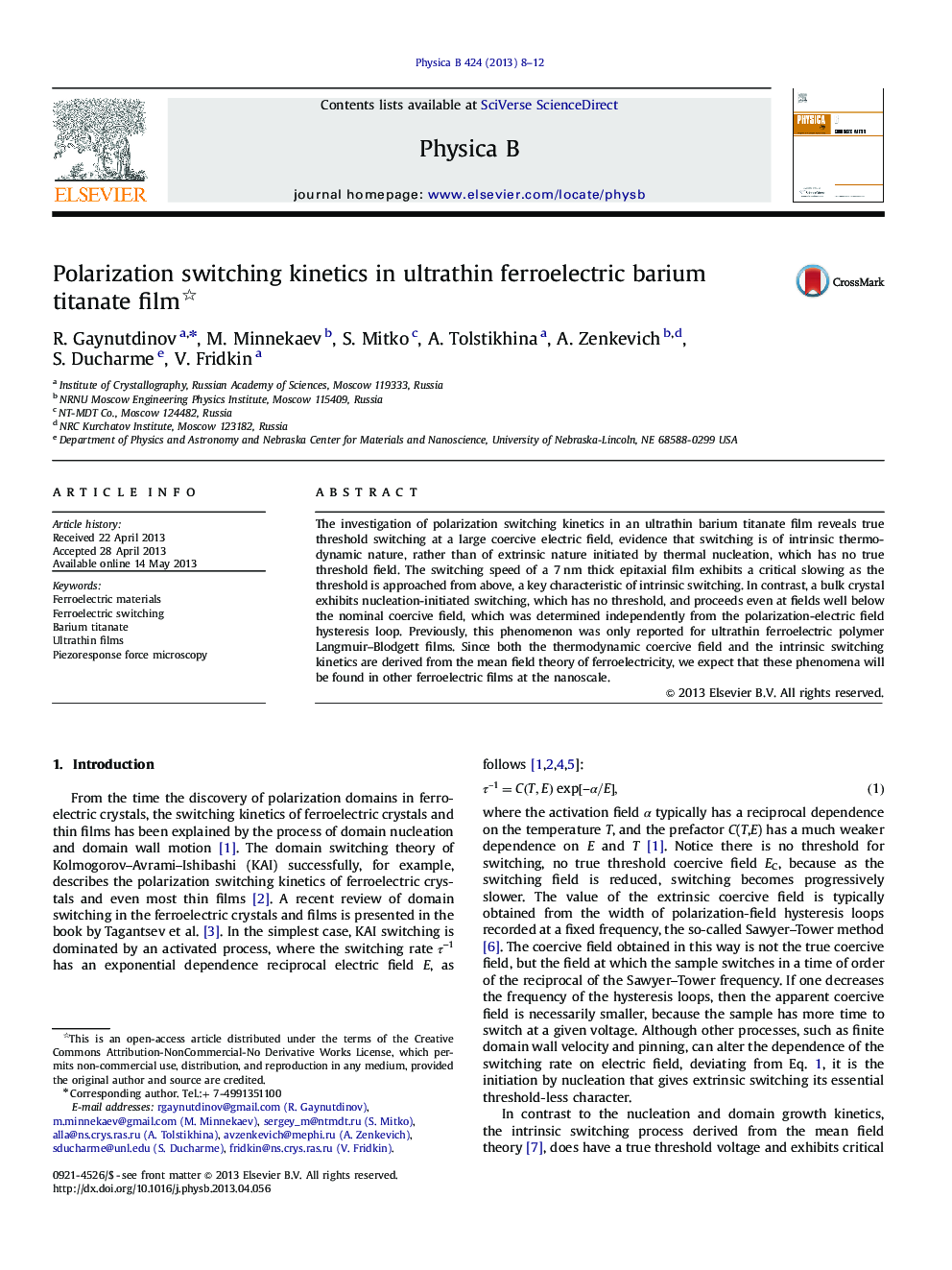 Polarization switching kinetics in ultrathin ferroelectric barium titanate film